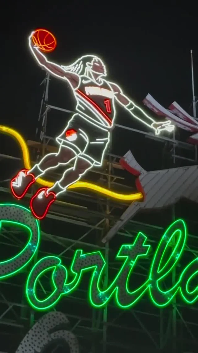 Nike has added Ja to the famous Portland Oregon sign for opening night