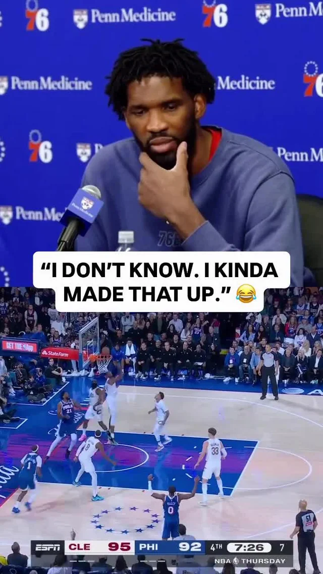Joel Embiid speaks on how last night's 29 Point comeback was a 'Top 5' night for him in Philly... When asked what other nights come to mind, Joel responds: "I don't know. I just kinda made that up."