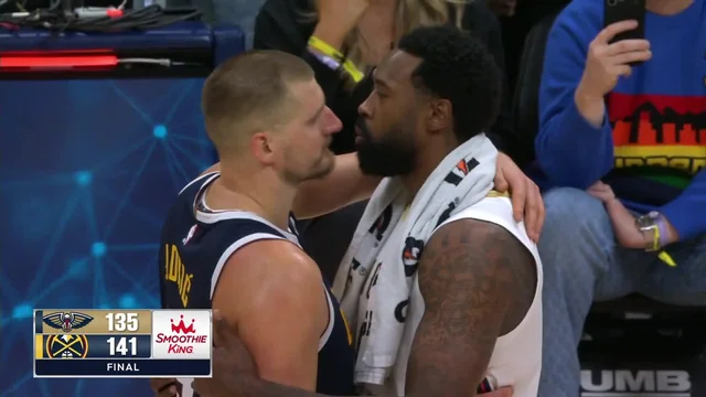 Nikola Jokic and DeAndre Jordan after the game